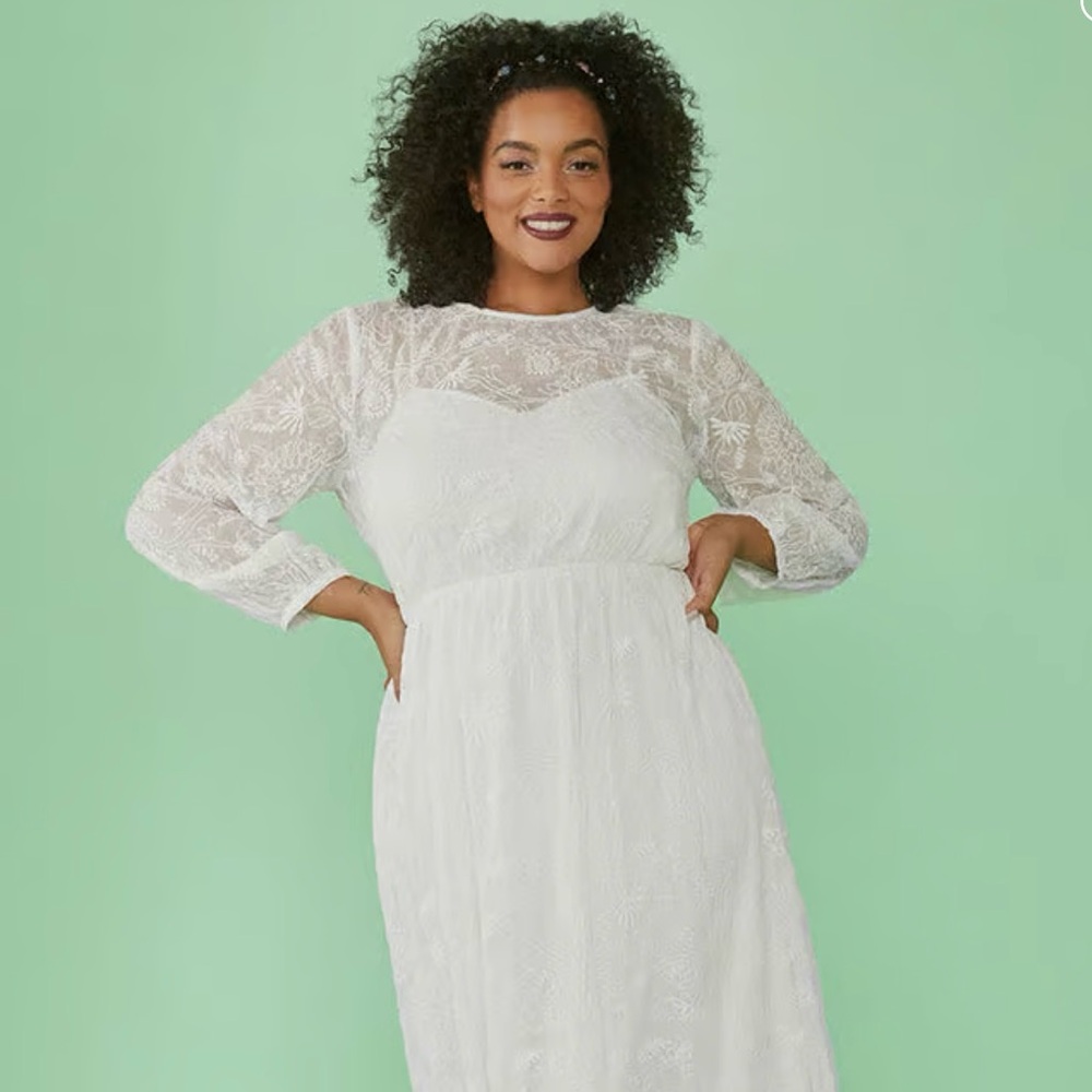 Modcloth NEW with tags maxi white lace long sleeves dress